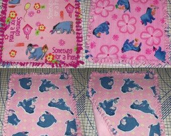 Disney Winnie the Pooh Eeyore Fleece Baby Blanket Girl Pet Lap Hand Tied Pink Blue