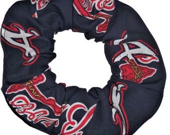 Atlanta Braves Hair Scrunchie MLB Baseball Fabric Scrunchies by Sherry Ponytail Holders Ties