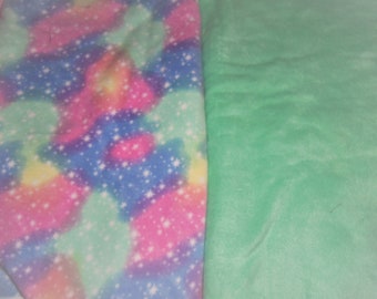 Cotton Candy Fleece Pink Green Purple Blue Baby Blanket Pet Lap