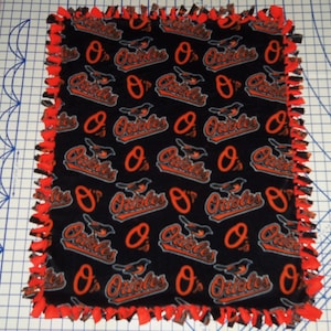 Baltimore Orioles Fleece Baby Blanket Hand Tied Pet Dog Lap MLB Baseball Fabric image 1