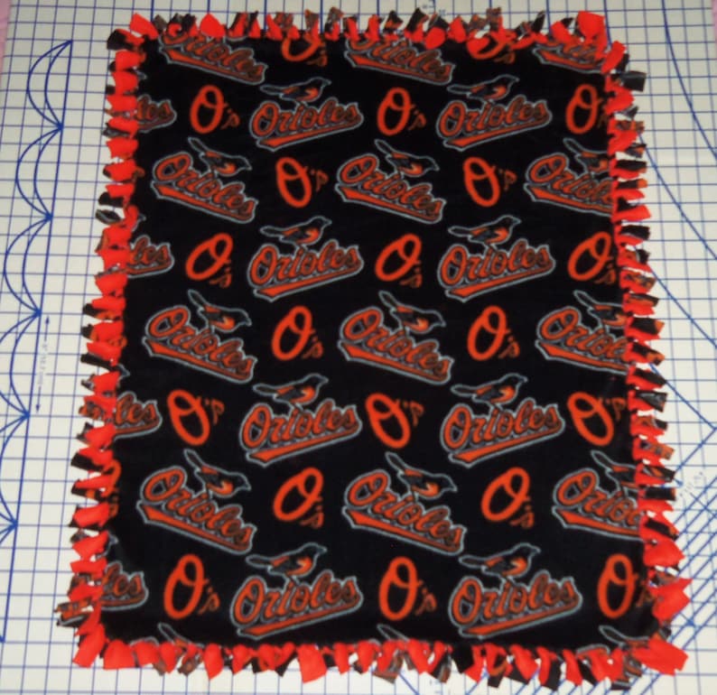 Baltimore Orioles Fleece Baby Blanket Hand Tied Pet Dog Lap MLB Baseball Fabric image 1