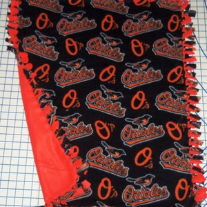 Baltimore Orioles Fleece Baby Blanket Hand Tied Pet Dog Lap MLB Baseball Fabric image 2