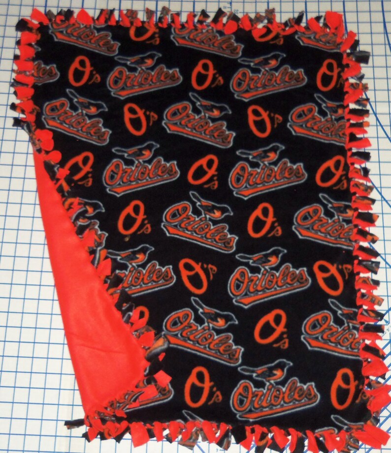 Baltimore Orioles Fleece Baby Blanket Hand Tied Pet Dog Lap MLB Baseball Fabric image 2