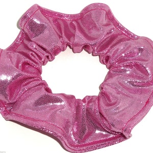 Metallic Hair Scrunchie Dancewear Swimwear Spandex Fabric Scrunchies by Sherry Silver Pink Purple Blue Red Gold Teal Bubblegum Pink