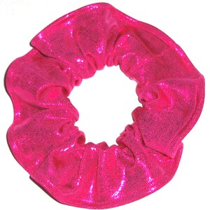Metallic Hair Scrunchie Dancewear Swimwear Spandex Fabric Scrunchies by Sherry Silver Pink Purple Blue Red Gold Teal Hot Pink