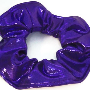 Metallic Hair Scrunchie Dancewear Swimwear Spandex Fabric Scrunchies by Sherry Silver Pink Purple Blue Red Gold Teal Dark Purple