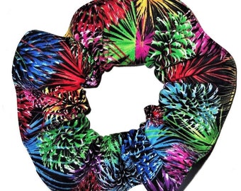 Fireworks Rainbow Stars Lollipop Shamrocks Colors Fabric Hair Scrunchie Scrunchies by Sherry