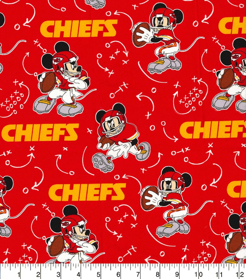 Kansas City Chiefs Hair Scrunchie Scrunchies by Sherry NFL Football Fabric Ponytail Holders Ties Chiefs with Mickey