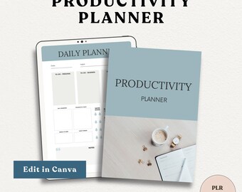 PLR Productivity Planner: Canva Template with Monthly, Weekly, Daily Pages