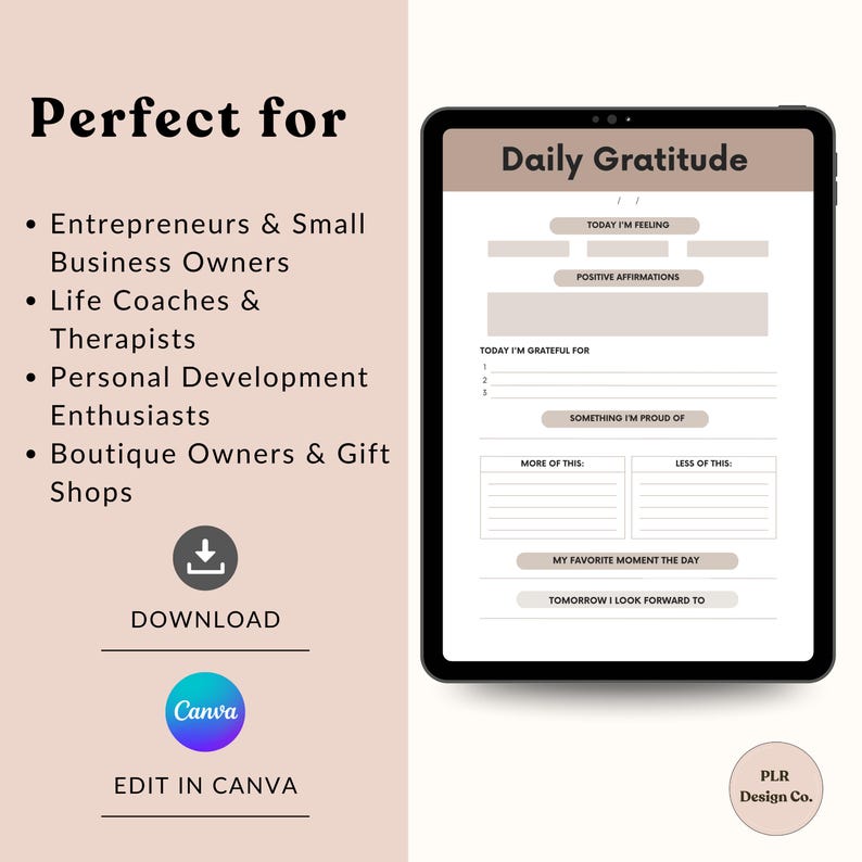 20-page Gratitude Journal | Canva Template | PLR License | Sell ...