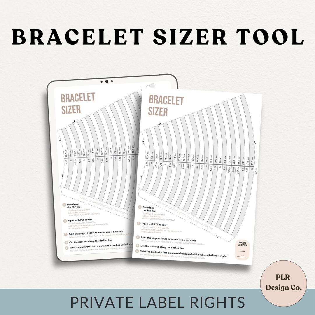Bracelet Ruler Printable Free Pdf Editable 1-page Bracelet Sizer Tool | Canva Template | PLR Included - Etsy