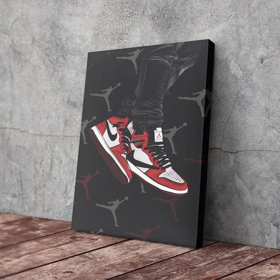 Air Jordan 1 Mid Classic Artwork Canvas Wall Art Print Home Decor