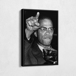 Poster Malcolm X su tela in bianco e nero, decorazione da parete, decorazione per la casa, cornice