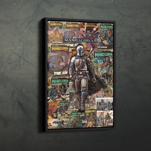 MANDALORIAN Poster Collage Art Star Wars Canvas Wall Art Print Home Decor Framed Poster Art