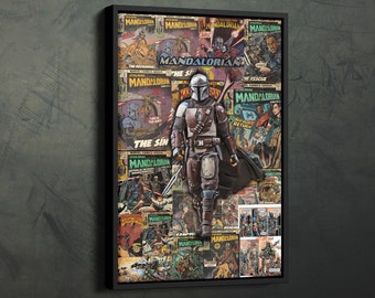 MANDALORIAN Poster Collage Art Star Wars Canvas Wall Art Print Home Decor Framed Poster Art