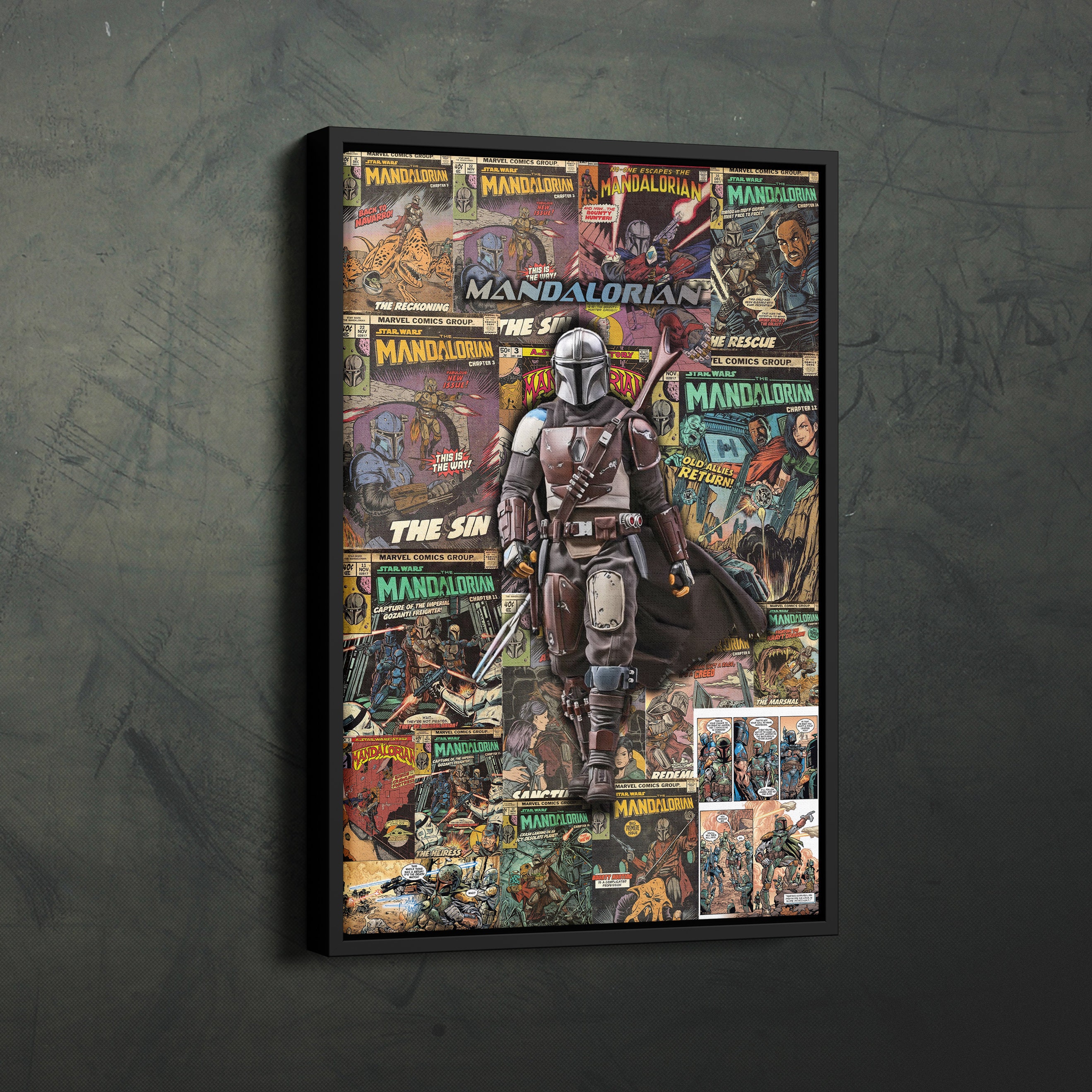 MANDALORIAN Poster Collage Art Star Wars Canvas Wall Art Print Home ...