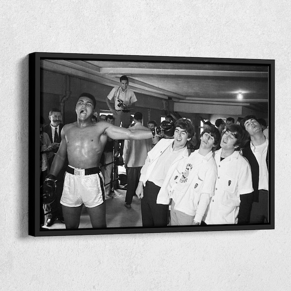 The Beatles and Muhammad Ali Poster Legends Canvas Wall Art Home Decor Framed Art