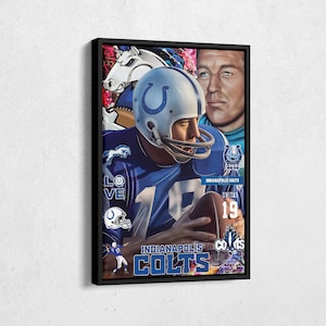 Johnny Unitas Poster Baltimore Colts NFL Pop Art Canvas Wall Art Home Decor Print Framed Poster Man Cave Gift
