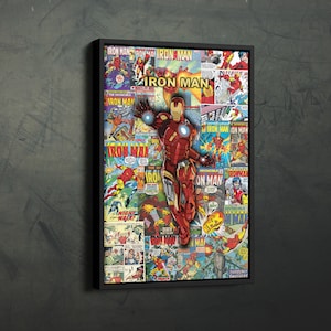 IRON MAN Collage Art Poster Comics Canvas Wall Art Print Home Decor Framed Poster Art