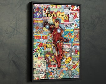 IRON MAN Collage Art Poster Comics Canvas Wall Art Print Home Decor Framed Poster Art