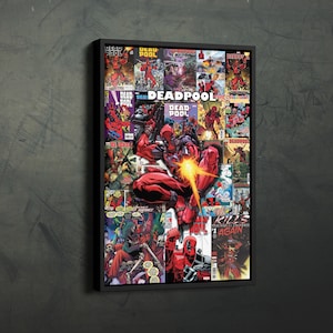 DEADPOOL Collage Art Poster Comics Canvas Wall Art Print Home Decor Framed Poster Art