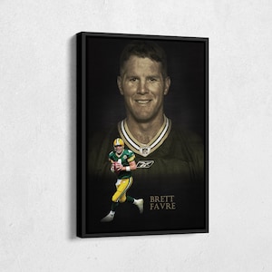 Brett Favre Poster Green Bay Packers NFL Legend Canvas Wall Art Home Decor Framed Art