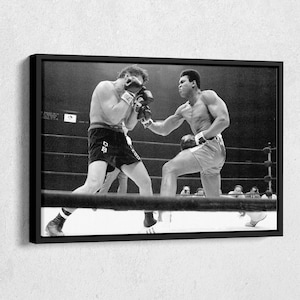 Muhammad Ali vs. Oscar Bonavena Poster Boxing Canvas Wall Art Home Decor Framed Art