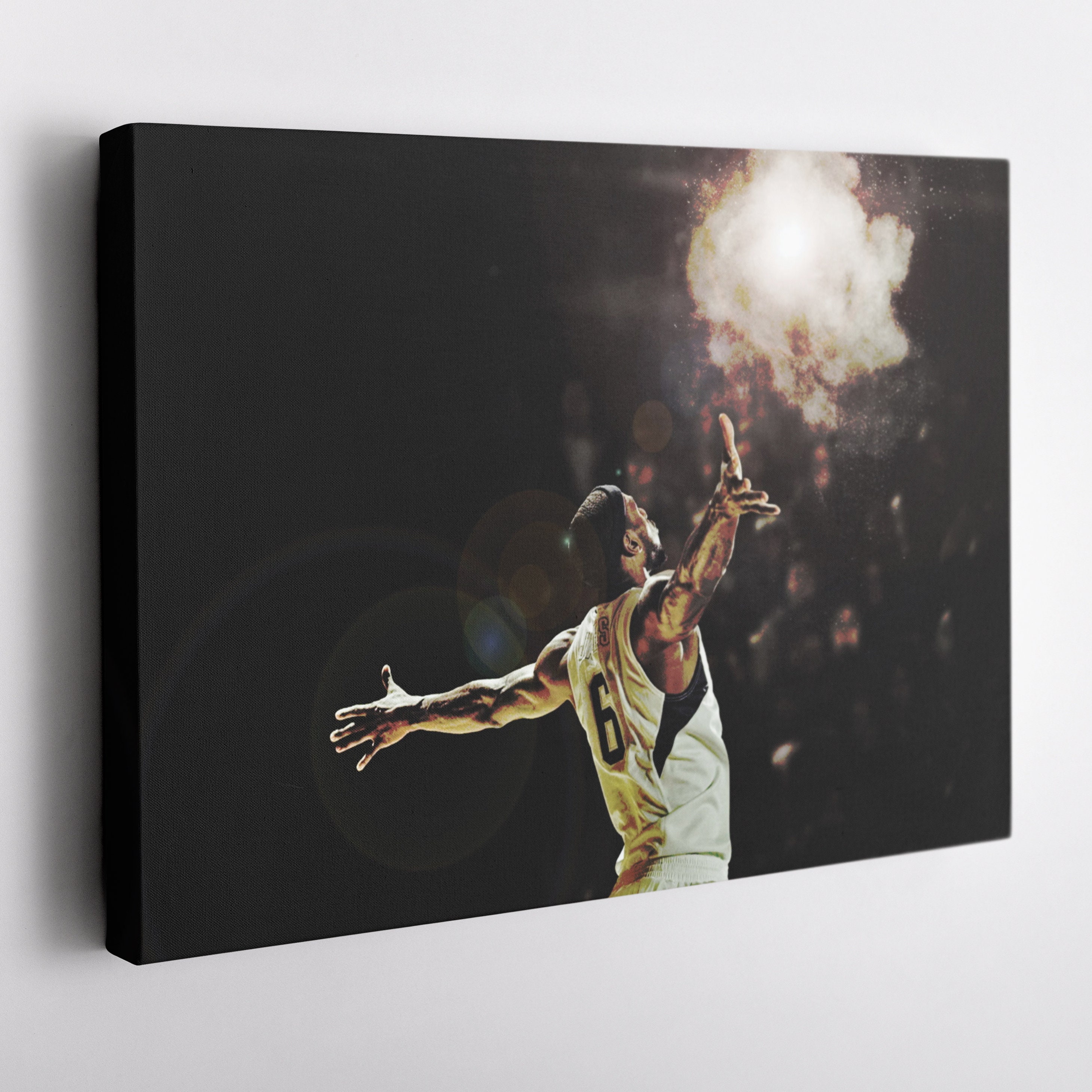 Poster su tela con giocatore di basket LeBron James, decorazione