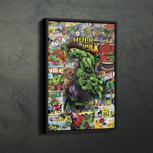 HULK Collage Art Poster Comics Canvas Wall Art Print Home Decor Framed Poster Art