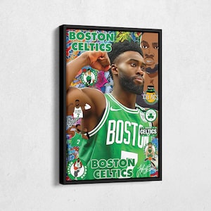 Jaylen Brown Poster Boston Celtics NBA Pop Art Canvas Wall Art Home Decor Print Framed Poster Man Cave Gift