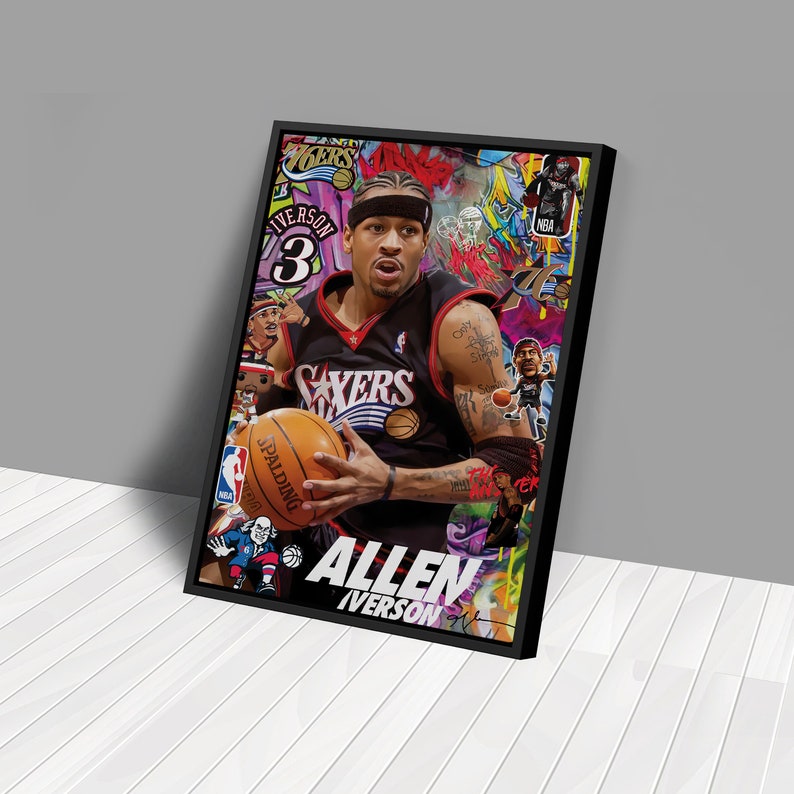 Allen Iverson Poster Philadelphia 76ers NBA Pop Art Canvas Wall Art ...