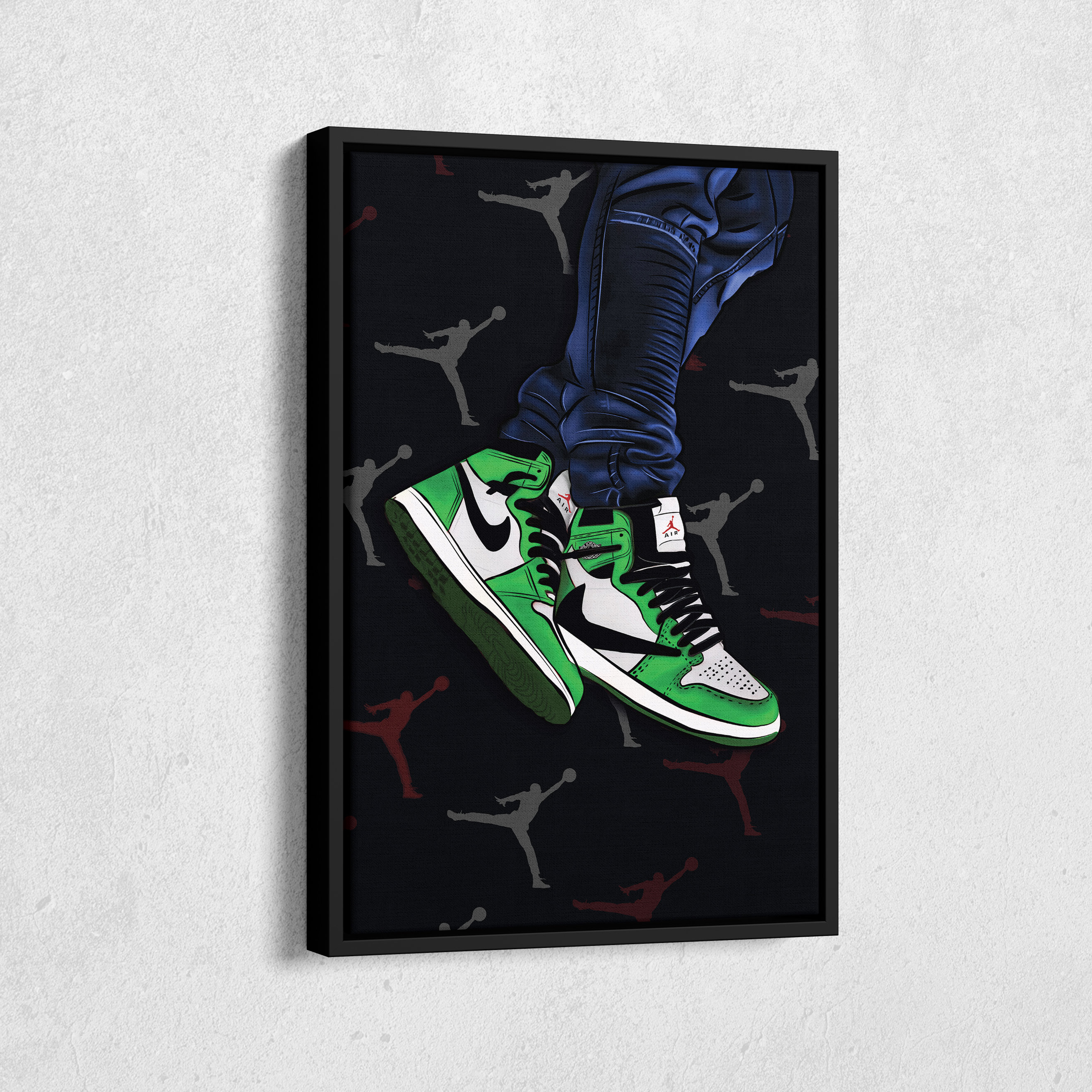 Air Jordan 1 Mid Green Artwork Canvas Wall Art Print Home Decor