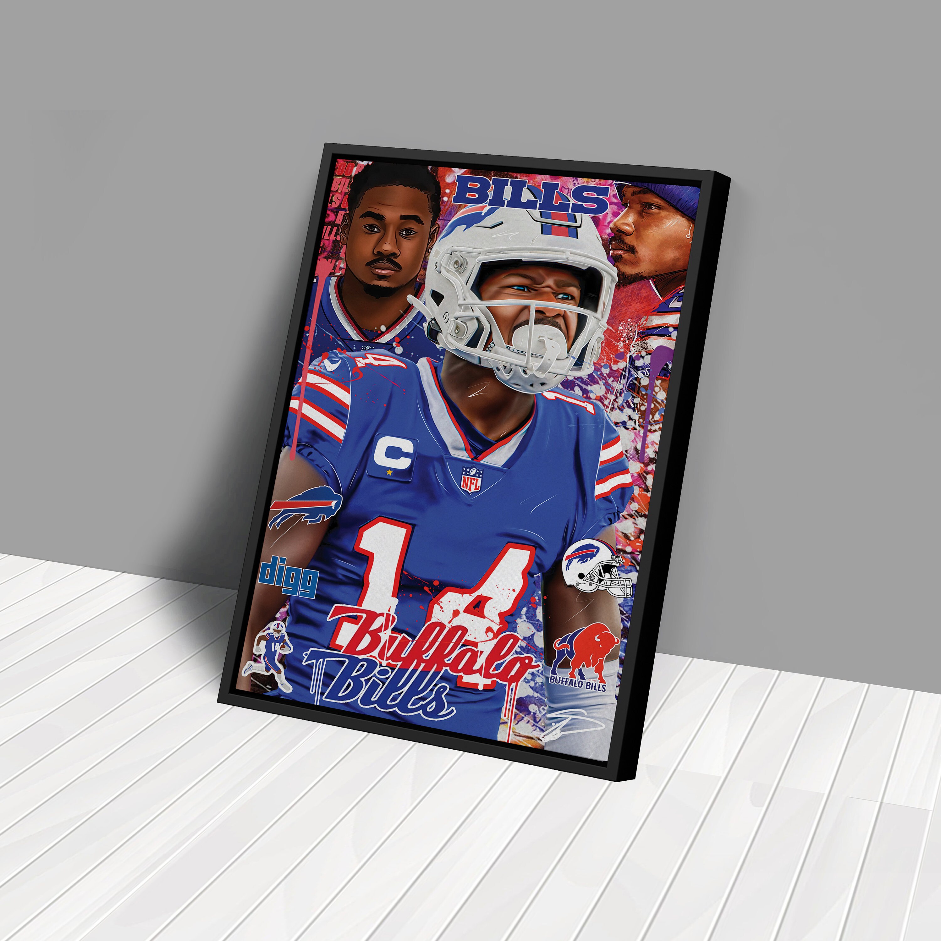 Stefon Diggs Poster Buffalo Bills NFL Pop Art Canvas Wall Art Home ...