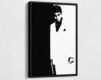 Scarface Poster Al Pacino Black and White Canvas Wall Art Home Decor Framed Art