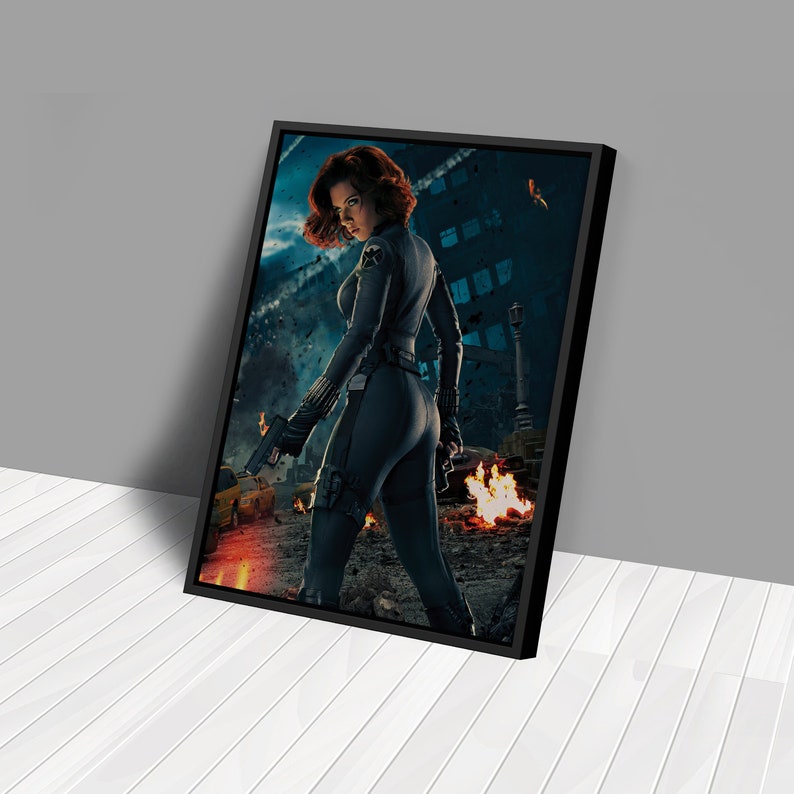 Black Widow Avengers Natasha Romanoff Canvas Wall Art Home Decor Framed ...