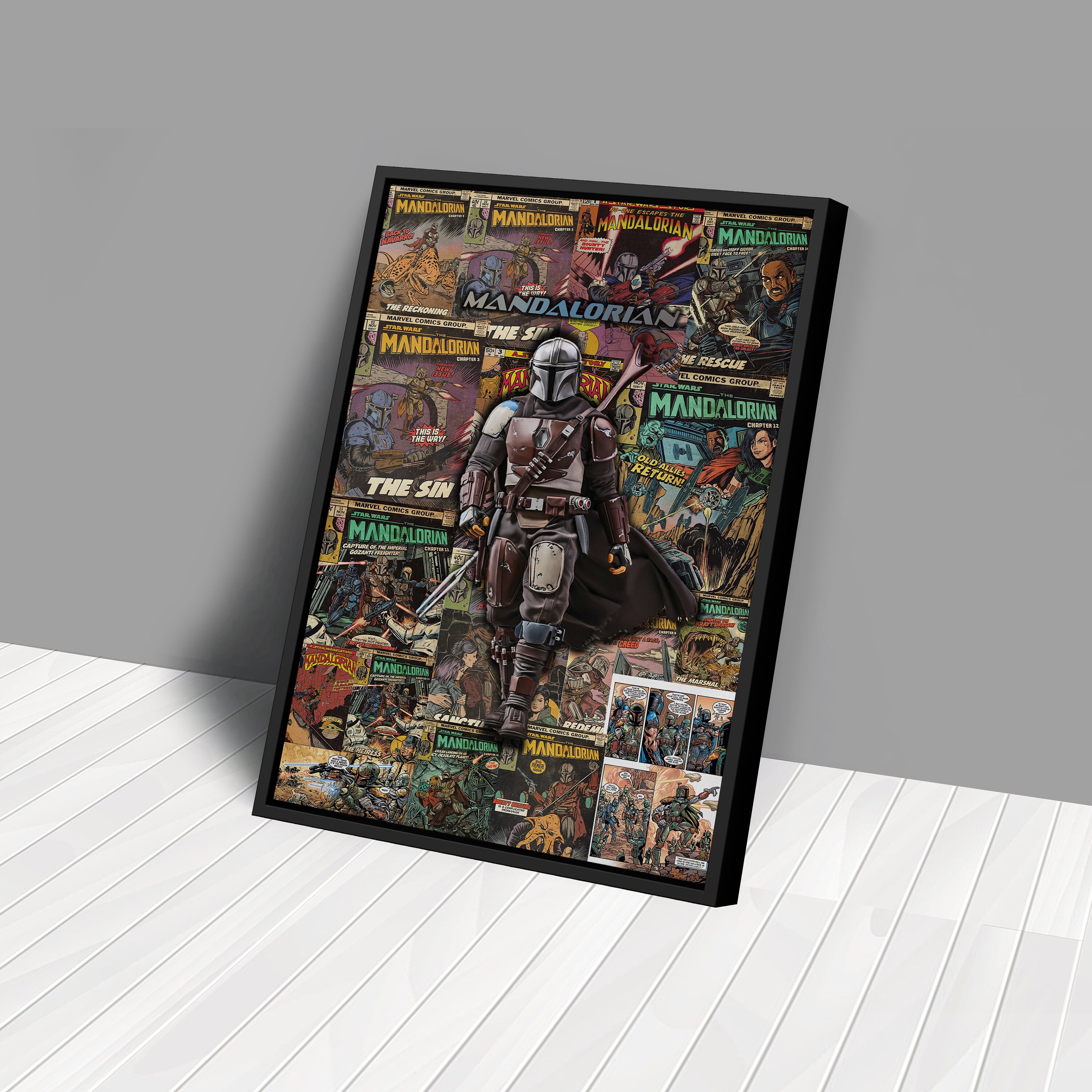 MANDALORIAN Poster Collage Art Star Wars Canvas Wall Art Print Home ...