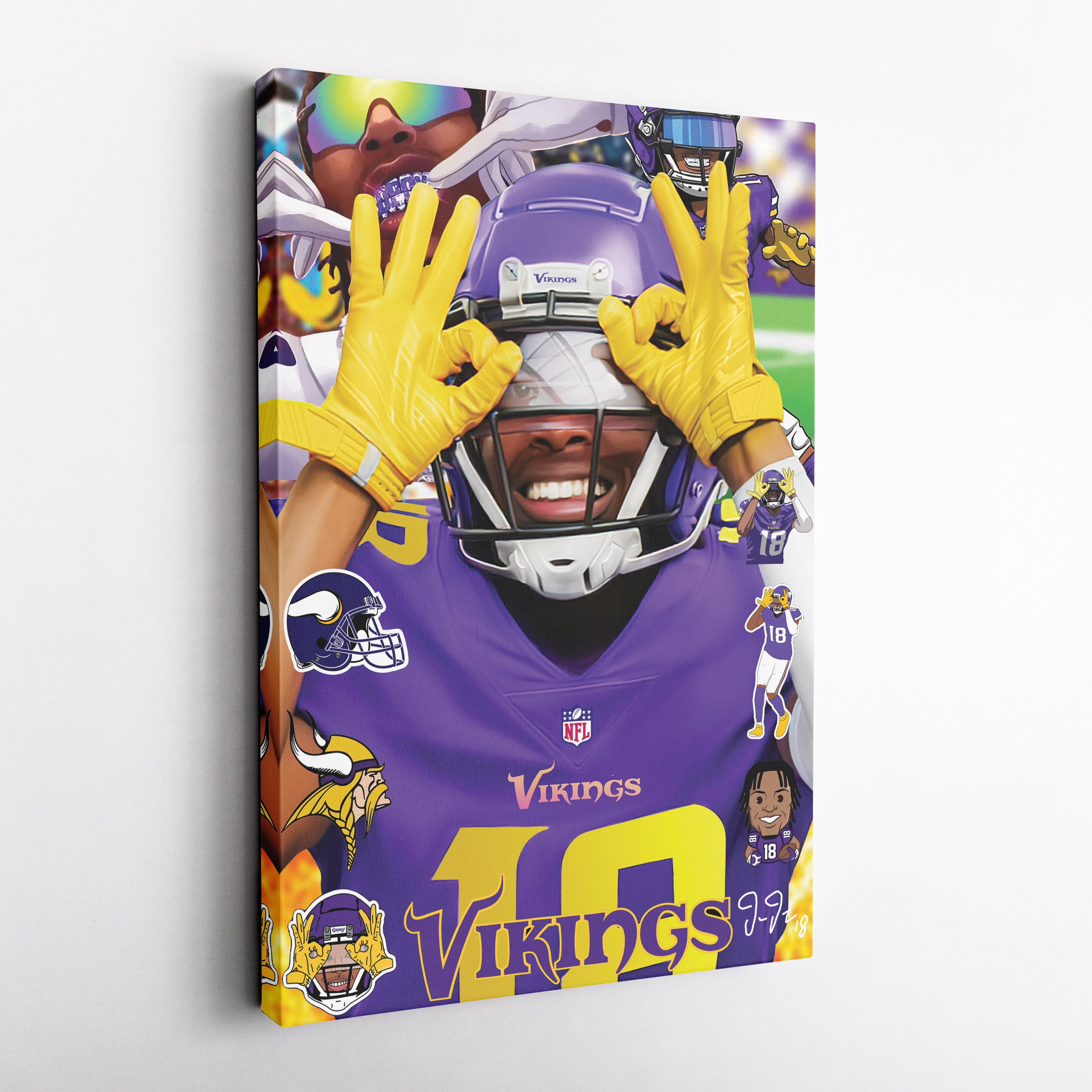 Justin Jefferson Poster Minnesota Vikings NFL Pop Art Canvas Wall