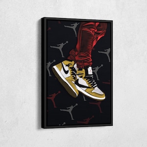 Air Jordan 1 Mid Yellow Artwork Canvas Wall Art Print Home Decor
