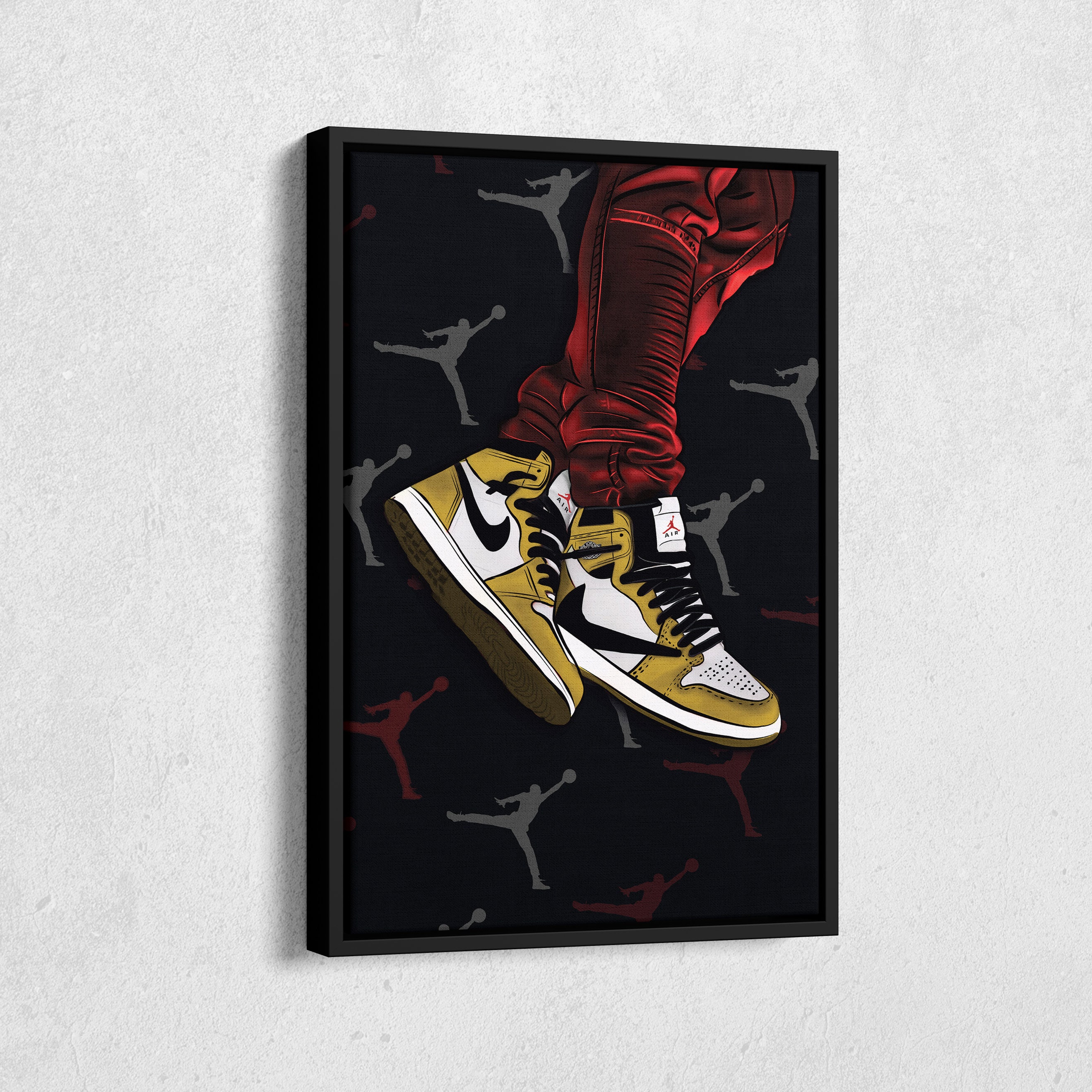 Air Jordan 1 Mid Yellow Artwork Canvas Wall Art Print Home Decor