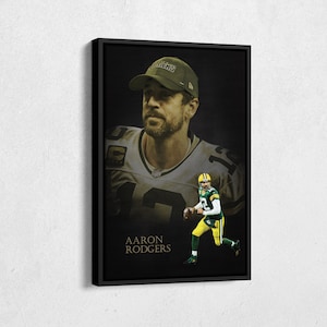 Aaron Rodgers Poster Green Bay Packers NFL Canvas Wall Art Home Decor Framed Art
