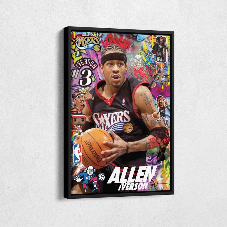 Allen Iverson Poster Philadelphia 76ers NBA Pop Art Canvas Wall Art ...