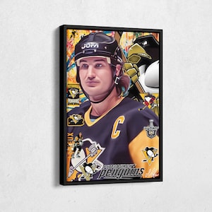 Mario Lemieux Poster Pittsburgh Penguins NHL Pop Art Canvas Wall Art Home Decor Print Framed Poster Man Cave Gift