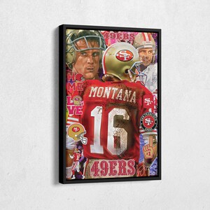 Joe Montana Poster San Francisco 49ers NFL Pop Art Canvas Wall Art Home Decor Print Framed Poster Man Cave Gift