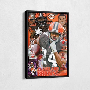 Nick Chubb Poster Cleveland Browns NFL Pop Art Canvas Wall Art Home Decor Print Framed Poster Man Cave Gift