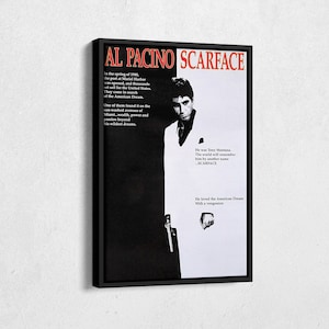 Scarface Poster Al Pacino Movie Poster Black and White Canvas Wall Art Home Decor Framed Art