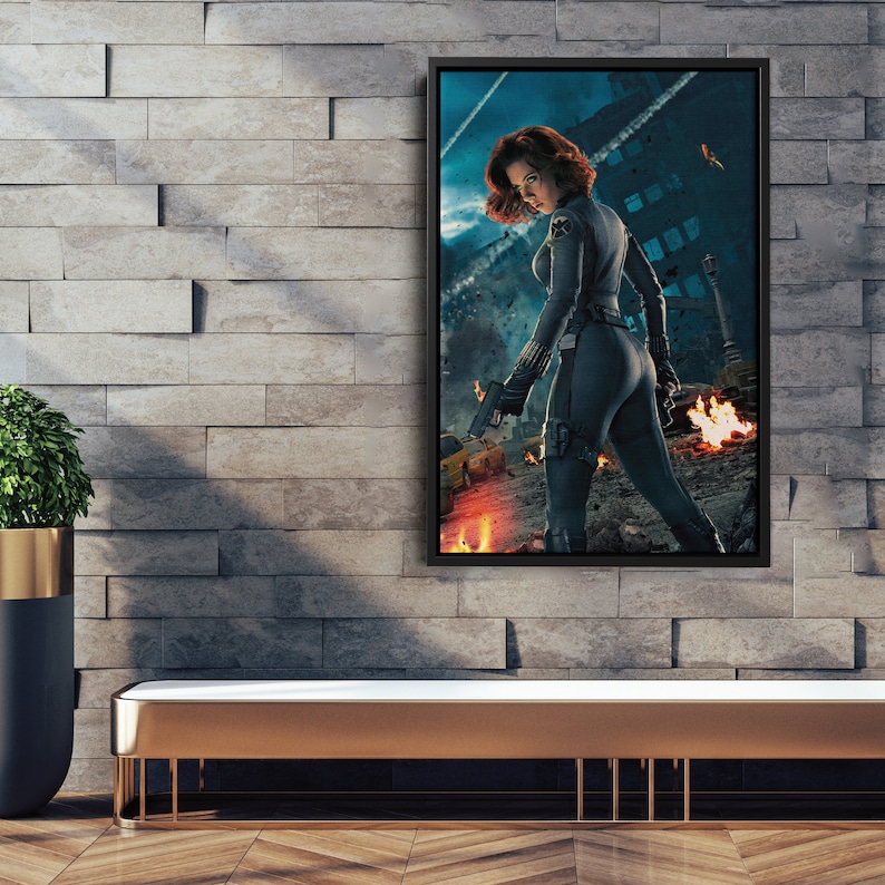Black Widow Avengers Natasha Romanoff Canvas Wall Art Home Decor Framed ...