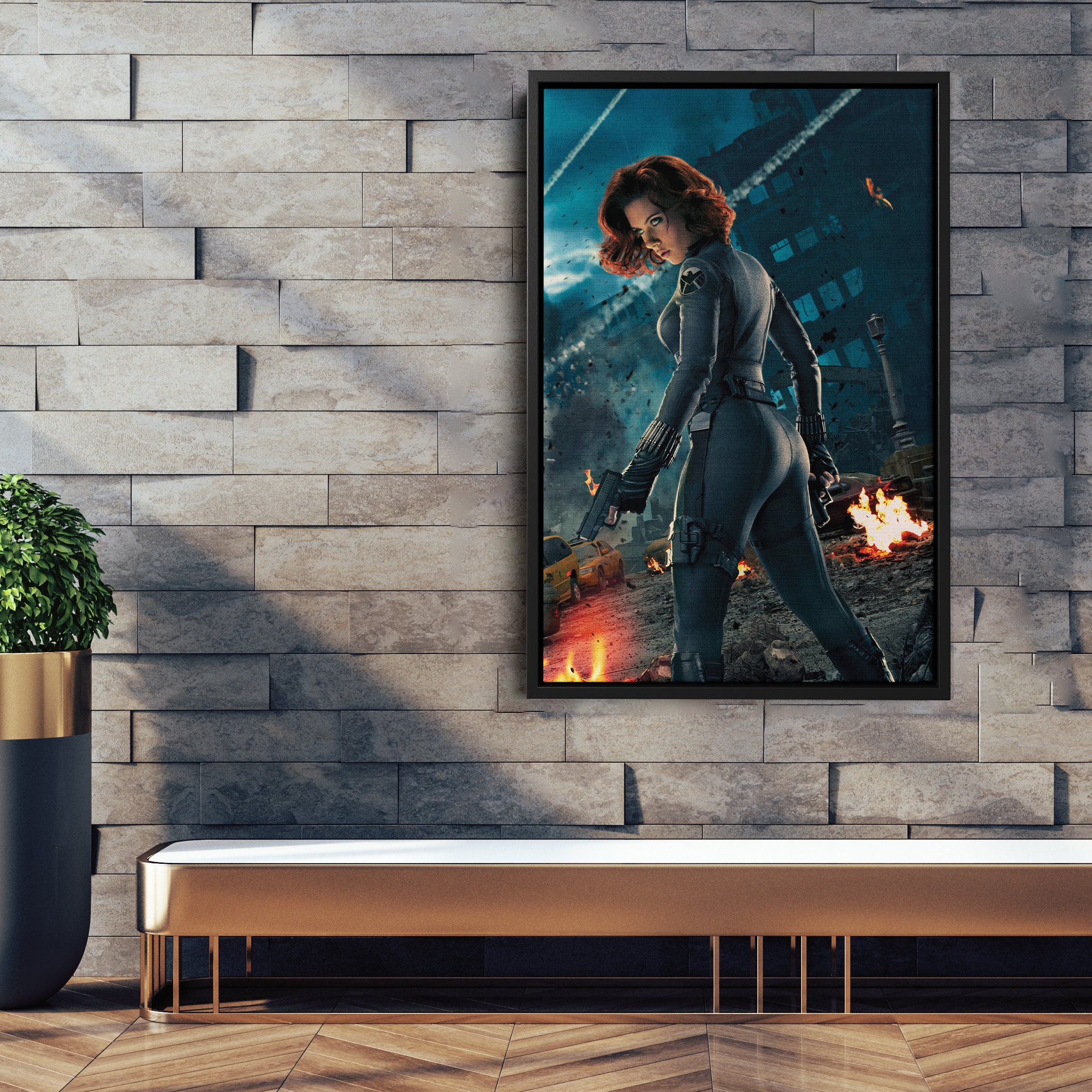 Black Widow Avengers Natasha Romanoff Canvas Wall Art Home Decor Framed ...