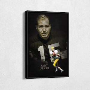 Bart Starr Poster Green Bay Packers NFL Legend Canvas Wall Art Home Decor Framed Art