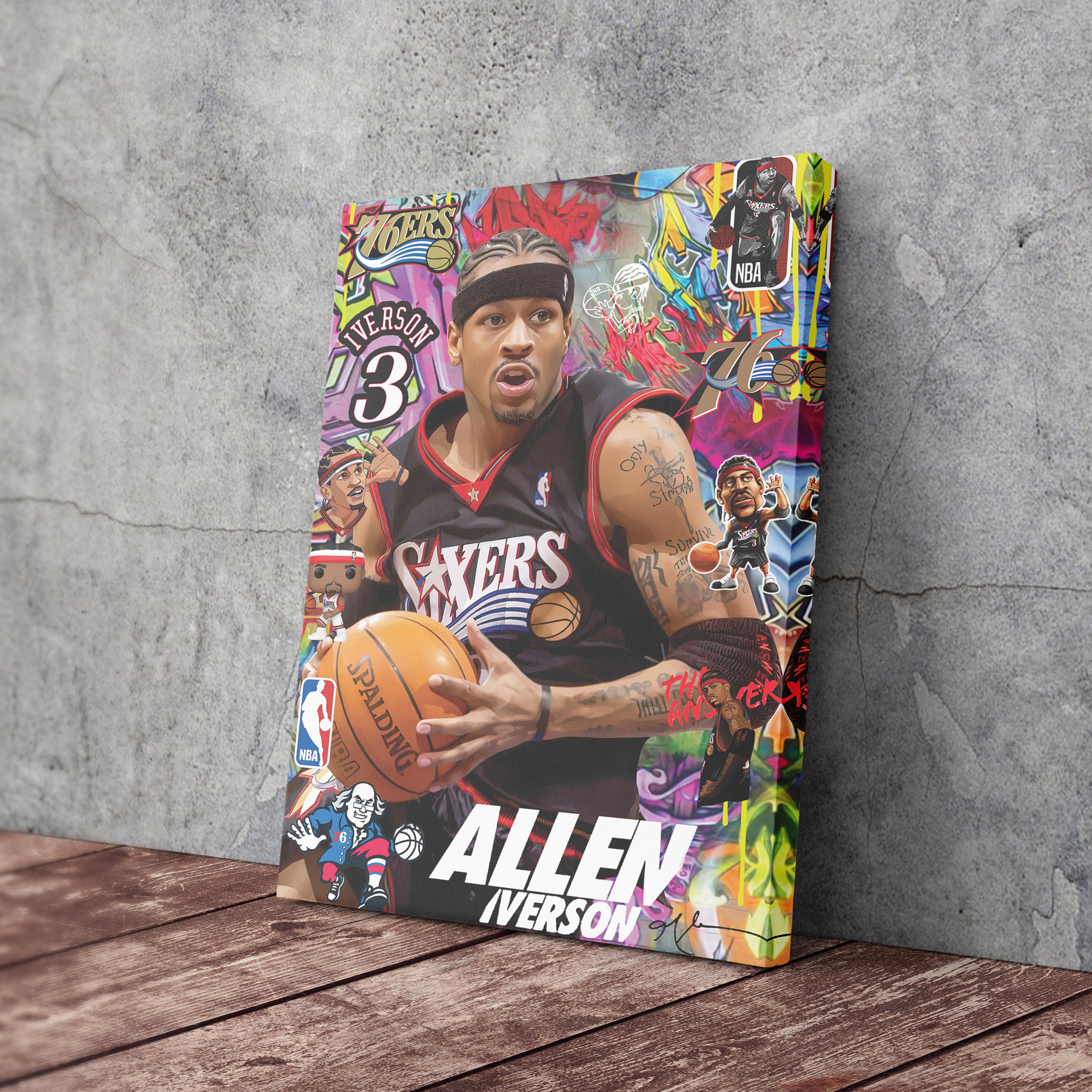 Allen Iverson Poster Philadelphia 76ers NBA Pop Art Canvas Wall Art ...