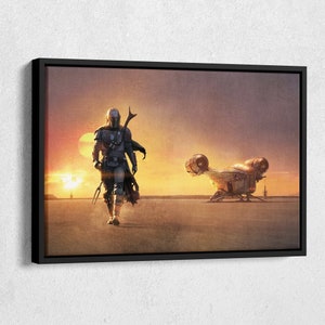 Star Wars Poster The Mandalorian Walking at Space Wall Art Canvas Canvas wall art Canvas wall decor Home Decor